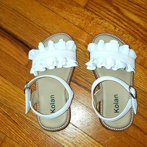 Baby/ Toddler White Ruffle Sandals Size 8